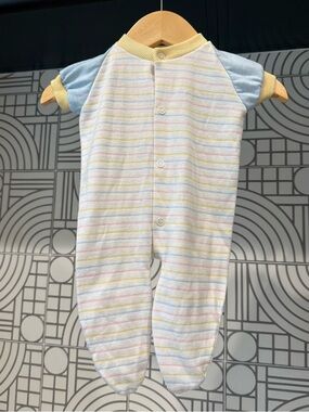 Vintage Dimi 0-3months Striped Pastel Baby Footed One-Piece